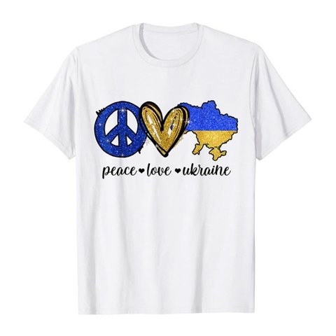 新品 送料込み LOVE＆PEACE ウクライナ プリント Tシャツ

