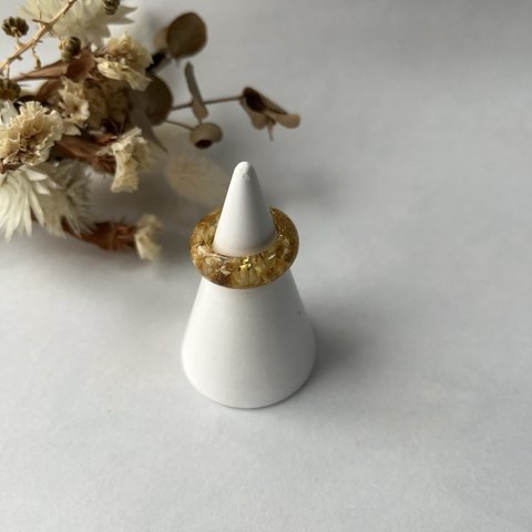 【natural】Clear Ring Flower -beige- #13