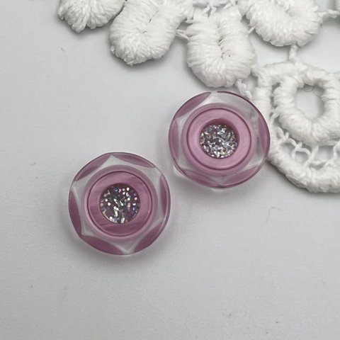 キラキラお花のボタン　ピンク　18mm  2個