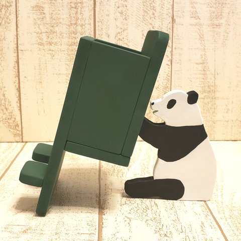 受注制作☆パンダが支えるメガネケース付iPhone・スマートフォンスタンド ※色確認お願いします