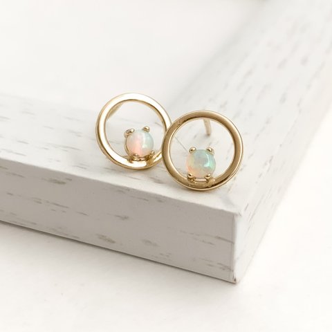 Opal circle pierce/earring