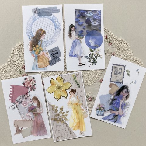 韓国風　女の子　コラージュ メッセージカード