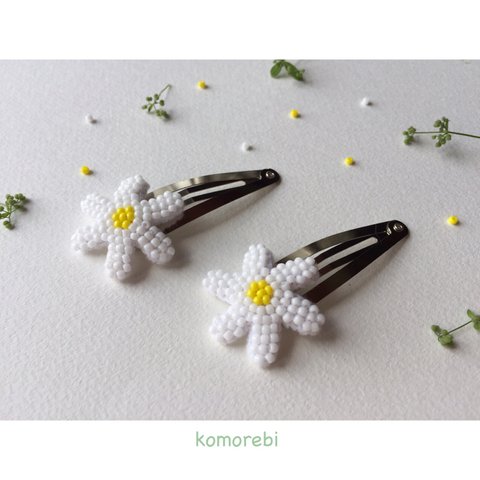 ビーズ刺繍 花のヘアピン❊