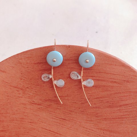 beads flower pierce 14kgf  'baby blue'