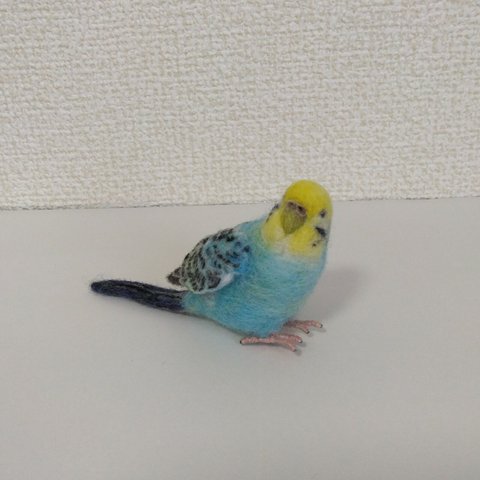 セキセイインコ（ミニ)  羊毛フェルト （水色×黄色)