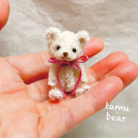 ミニチュア モールアート チビくま(ハニークリーム)  テディベア モールベア Tamubear