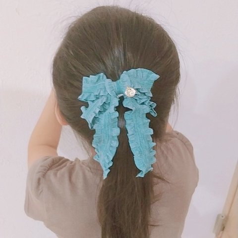 ひらふわガーリー♪キッズヘアゴム♡秋リボンヘアゴム