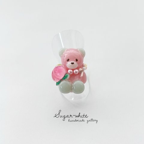 🍑 Teddy bear ring ✵ 春色モモクマちゃんの指輪  フリーリング   くま 