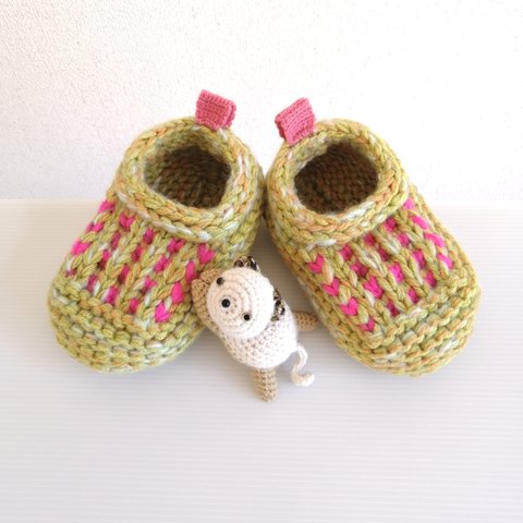 キッズルームシューズ(20cm)【アルパカ入り・足底フェルト付き】Kids Slip-on room shoes with alpaca