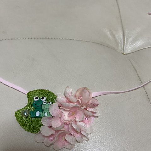 紫陽花チョーカー💠(ピンク)カエル付き