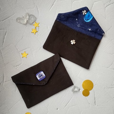 宇宙をイメージした布封筒　メッセージカードが入る布封筒　