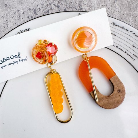 Orange!Orange!Orange!アシンメトリーピアス(イヤリング)