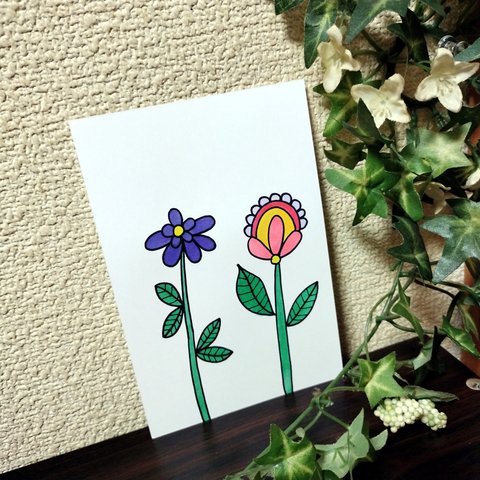 障害者アート 手描きイラスト 原画 花