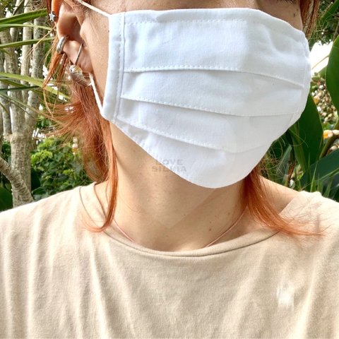 【送料無料】職業用ミシン使用　ノーズワイヤー入り　紙マスク風　インナーマスク　綿100%日本製　洗濯可　メンズ可【ホワイト】