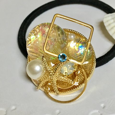 536)【日頃の感謝価格】〈再販〉夏の雨 ヘアゴム  レジン