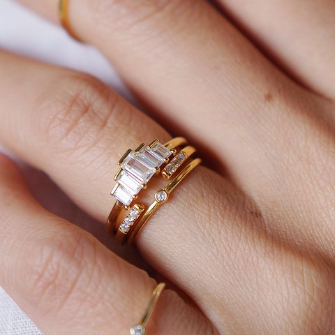 【Dainty & Minimalist】Art Deco Design Glass Stacking Ring