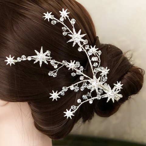 スターウエディング のヘッドドレスアクセサリー結婚式髪飾り