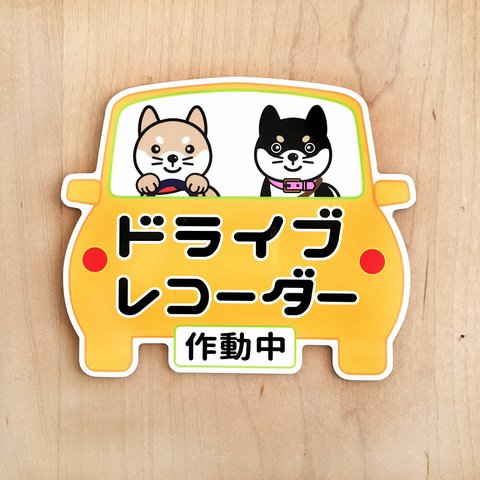 柴犬マグネットステッカー ドライブレコーダー作動中マグネット