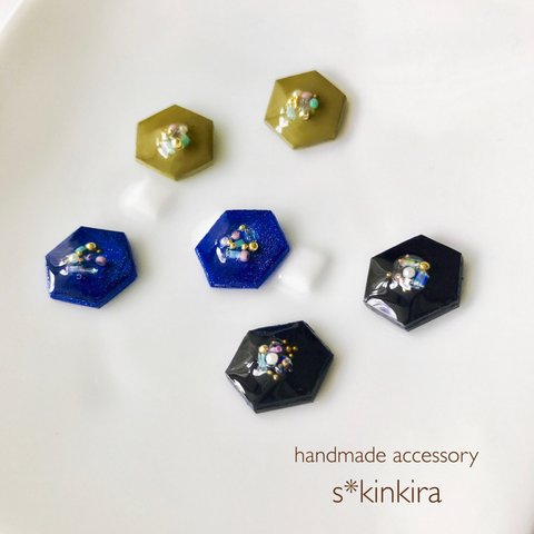 秋色ヘキサゴンピアス／イヤリング