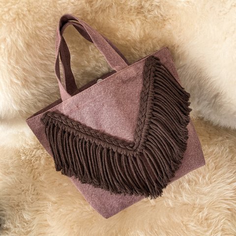 Washed V Fringe Bag