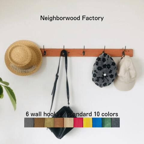 6 wall hooks／standard 10colors／壁掛けフック 画鋲設置可／wall storage（ウォールフック 壁面収納 帽子掛け バッグ掛け  コート掛け 玄関収納 リビング収納）