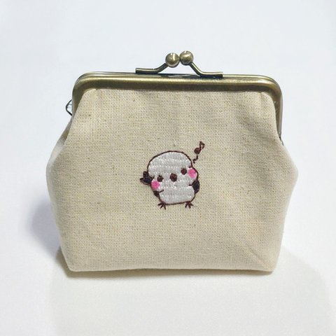 マチ付きがま口～シマエナガさん刺繍～　※受注生産