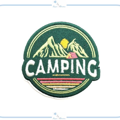 ES70 アップリケ 刺繍 デザインcamping キャンプ キャンパー アウトドア 山 ハンドメイド リメイク 刺繍 手芸 海外 インポート アイロン ワッペン
