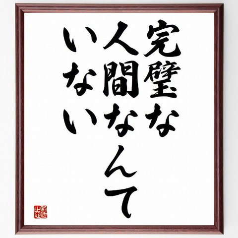 名言「完璧な人間なんていない」／額付き書道色紙／受注後直筆(Y4220)