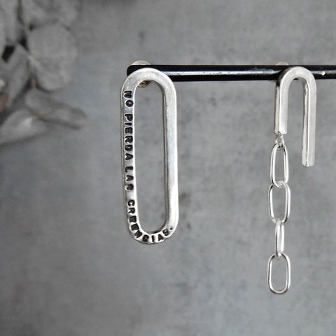 【再販】クリップアシメチェーンピアス / silver        