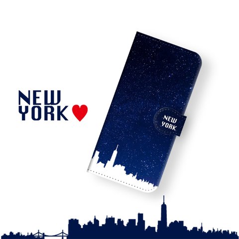 手帳型 NEW YORK スマホケース iPhone11 XR XS Max XS X 8 8Plus 7 7Plus SE Xperia Galaxy ARROWS 多様機種対応
