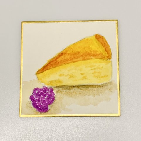 ブルーベリージャムケーキの豆色紙🍰　透明水彩　水彩イラスト　ギフト　インテリア