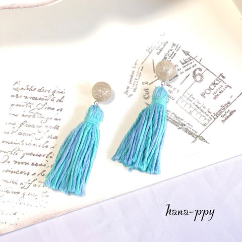 champagne  marine tassel ピアスorイヤリングor樹脂ピアス