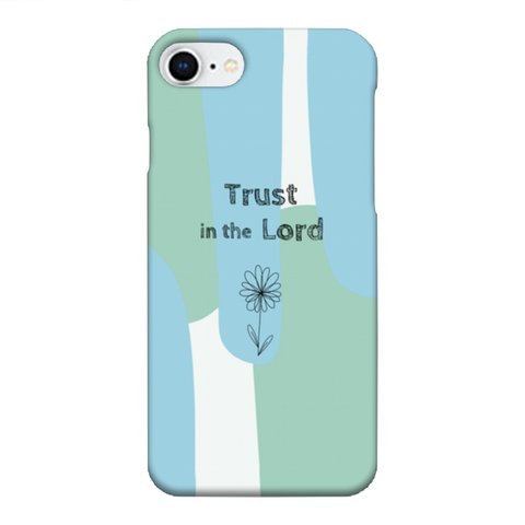 【送料無料】★iphoneケース★「Trust in the Lord」 花柄ブルーデザイン