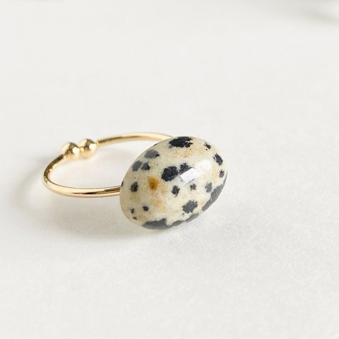 【101匹な指輪】天然石 ダルメシアンジャスパーのリング　フリーサイズ　