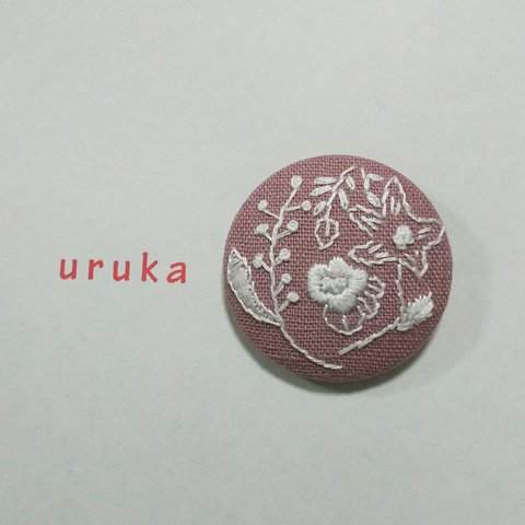 ｋｕｓａｂａｎａ ピンク＊刺繍ヘアゴム／ブローチ