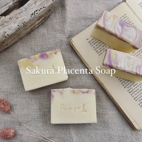 桜プラセンタ石鹸　Placenta Soap 春　ハンドメイド石鹸　【1個】