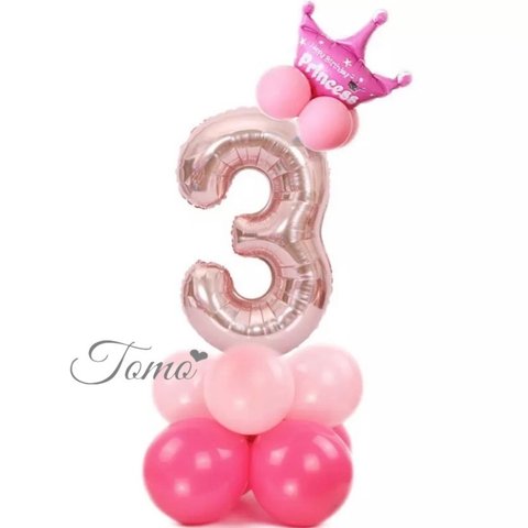 【バラ売りシリーズ⑧】3歳  ピンク  ナンバーバルーン  自由に組み合わせてオリジナルの飾り付け♪お誕生日やパーティーのお部屋の飾り付けに☆ #11644
