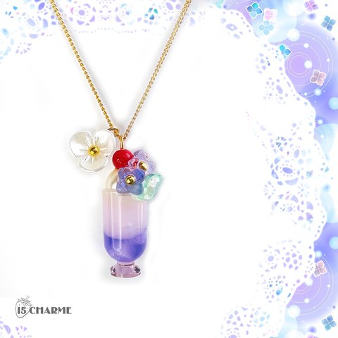 紫陽花のクリームソーダネックレス　＊ラッピング無料/ギフト/あじさい/梅雨＊