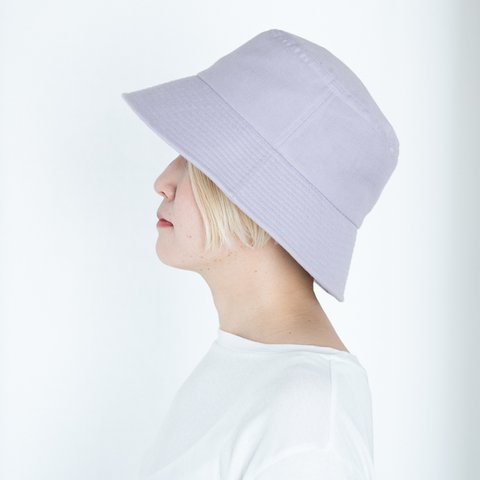 リネン混ガーゼ　ラベンダー染めバケットハット　Lサイズ【Organic Cotton×Linen】