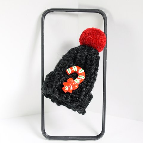 iPhone6/6s ちいさなニット帽がかわいい！ ケース カバー ブラック