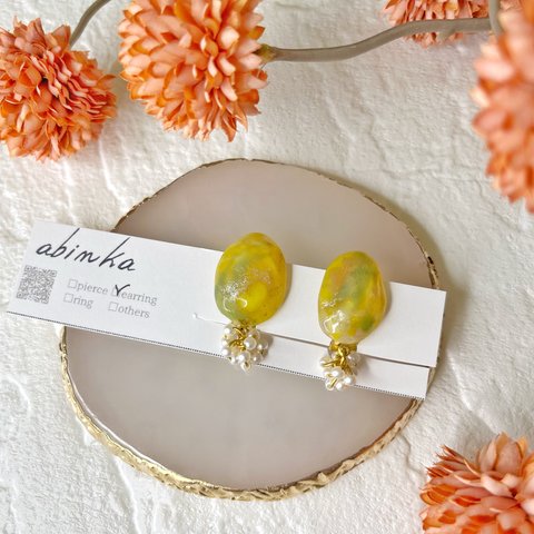 earring『marble』yellow