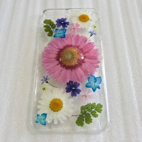 【新作】受注制作✨Pink Gerbera✨押し花 iPhone ケース