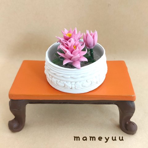 再販✳ミニチュア  睡蓮鉢   小サイズ   (お花ピンク)