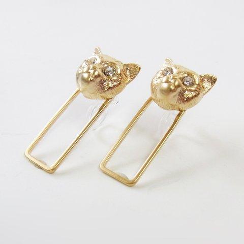 【ネコ好きさん】rectangle earring cat