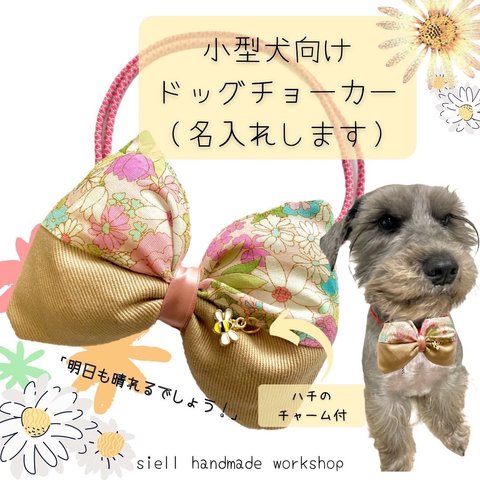 小型犬向けペットチョーカー（名入れします）「明日も晴れるでしょう！」