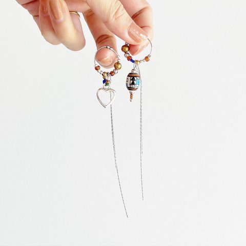 changing hoop earring no.4 真鍮　フープ　シルバー　イヤリング　リング　イヤーカフ　揺れる  金属アレルギー対応