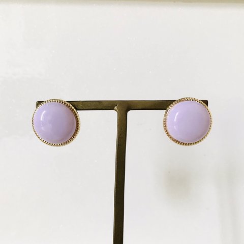 Lilac Purple Gold Stud 15mm Earrings