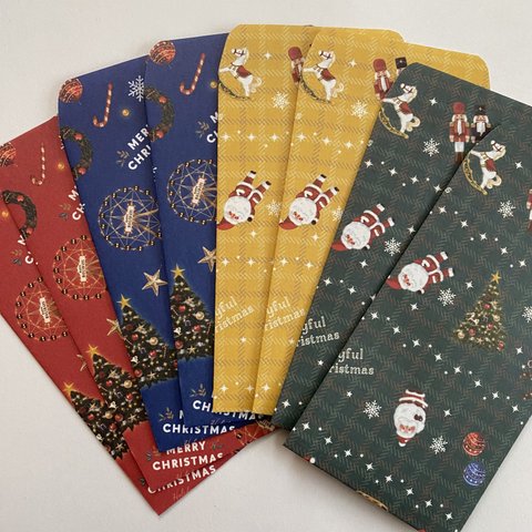折り紙　ポチ袋　クリスマス　サンタクロース　クリスマスツリー　ミニ封筒　お年玉袋　プレゼント袋