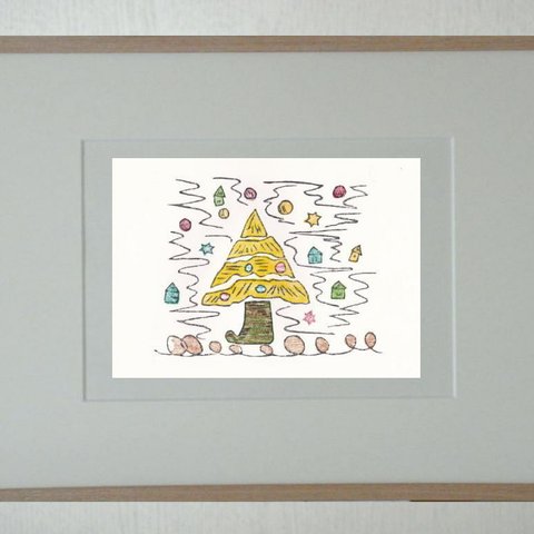 手刷り木版画・クリスマス (713)