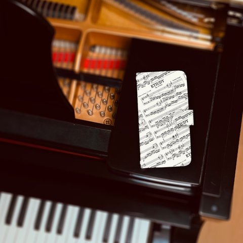 再販×2♪『ショパン 革命のエチュード』スマホケース iPhone/android 手帳型ケース iPhone15 Galaxy Xperia AQUOS arrows ピアノ 音楽 楽譜 クラシック
